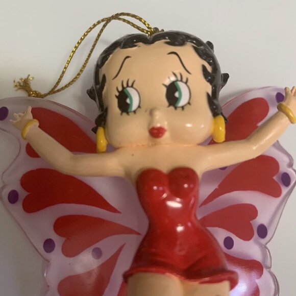 Betty Boop with Wings Ornament Red Dress Butterfly Vintage 4" Tree Decor Figure - Picture 4 of 6